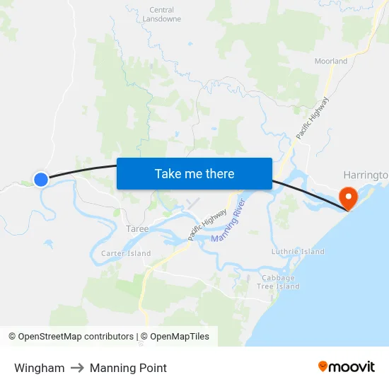 Wingham to Manning Point map