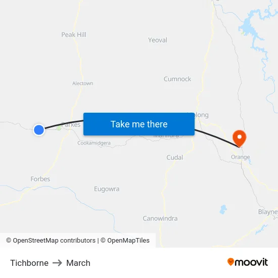 Tichborne to March map