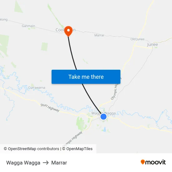 Wagga Wagga to Marrar map