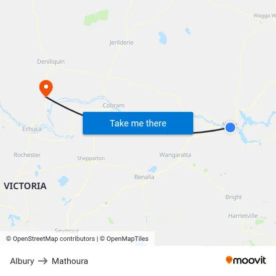 Albury to Mathoura map