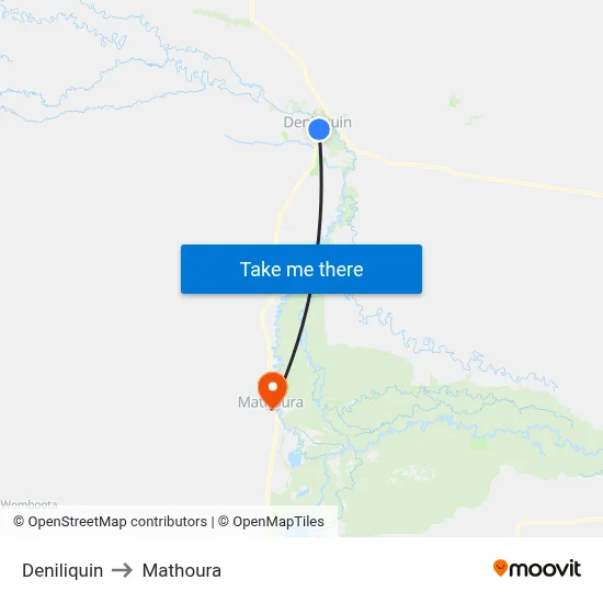 Deniliquin to Mathoura map