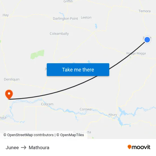 Junee to Mathoura map