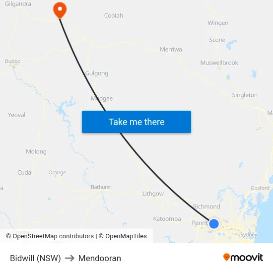 Bidwill (NSW) to Mendooran map