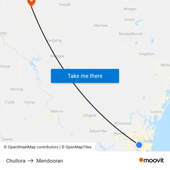 Chullora to Mendooran map