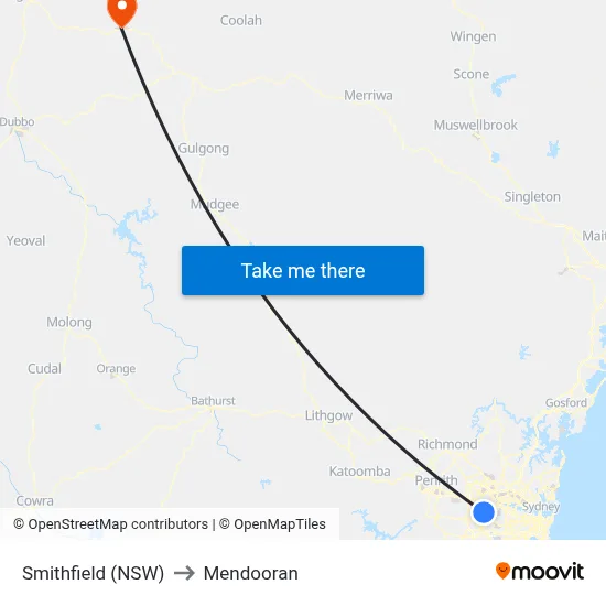 Smithfield (NSW) to Mendooran map