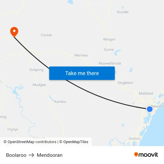 Boolaroo to Mendooran map
