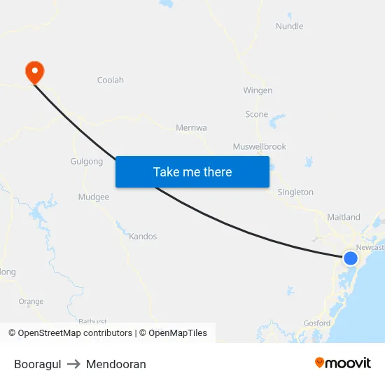 Booragul to Mendooran map