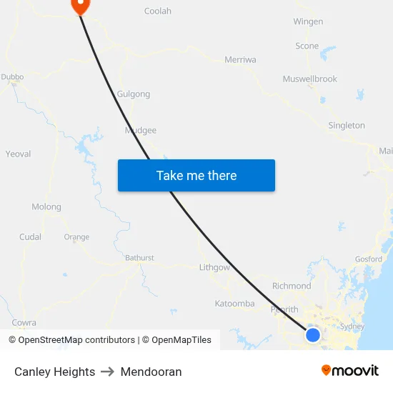 Canley Heights to Mendooran map