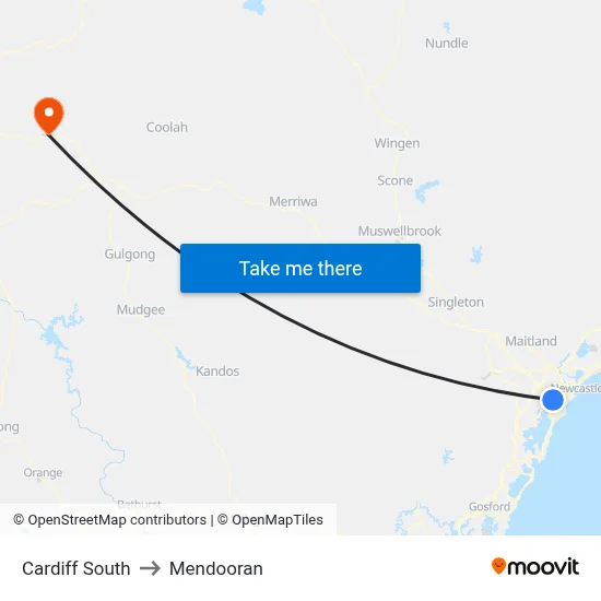 Cardiff South to Mendooran map