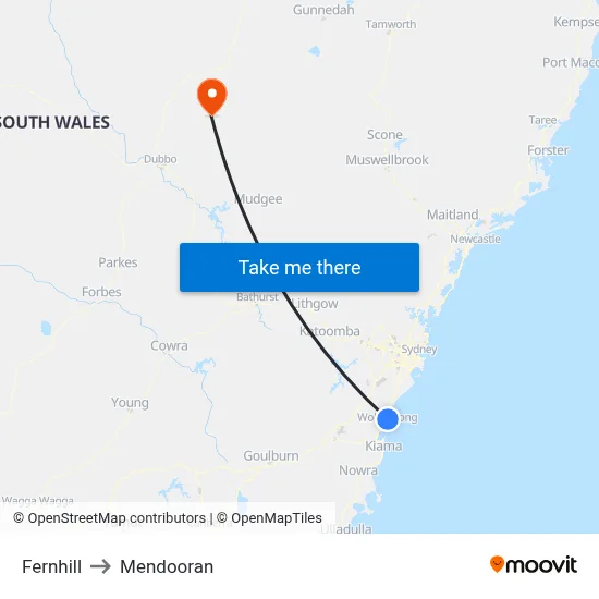 Fernhill to Mendooran map