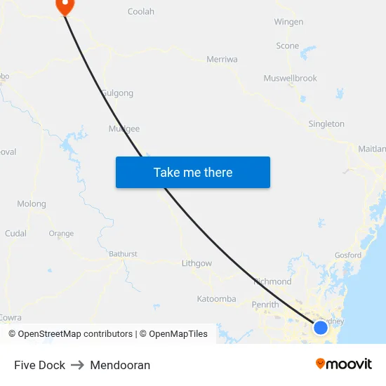 Five Dock to Mendooran map