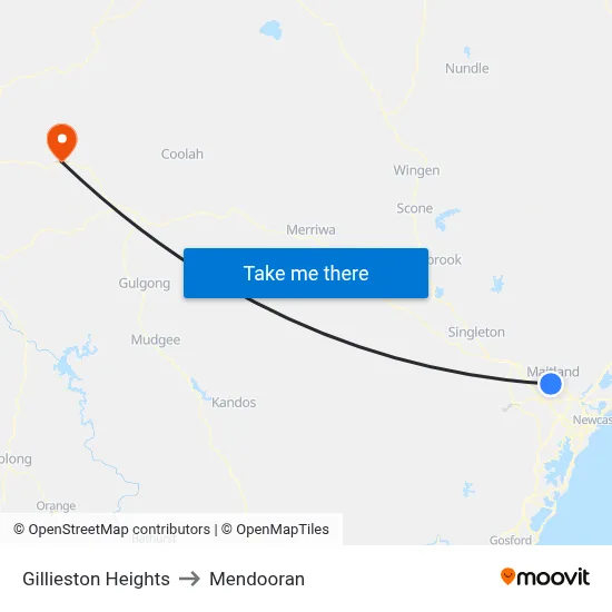 Gillieston Heights to Mendooran map