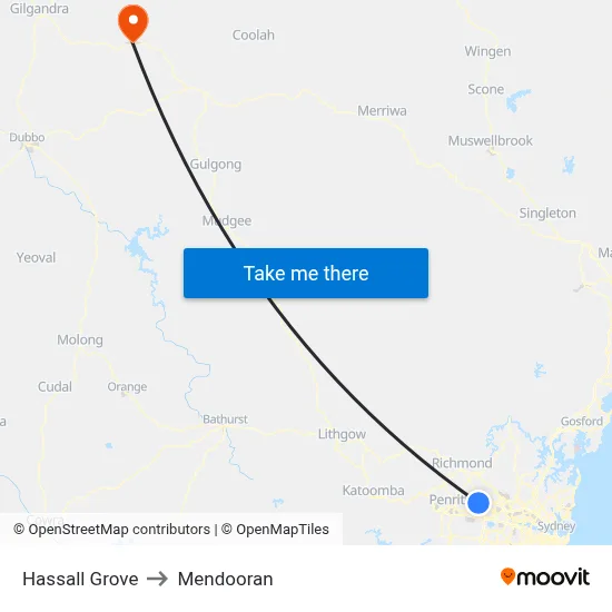 Hassall Grove to Mendooran map