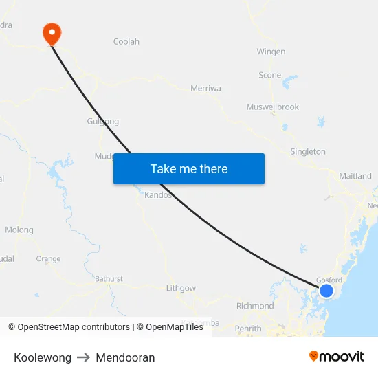 Koolewong to Mendooran map