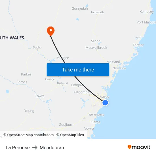La Perouse to Mendooran map