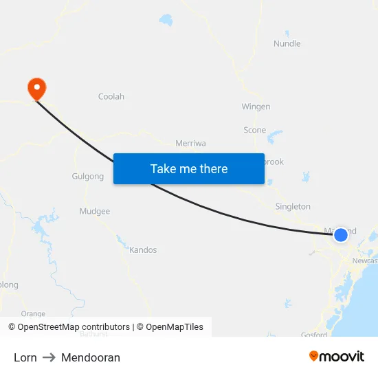 Lorn to Mendooran map