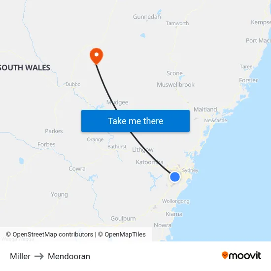 Miller to Mendooran map