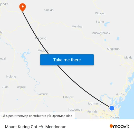 Mount Kuring-Gai to Mendooran map