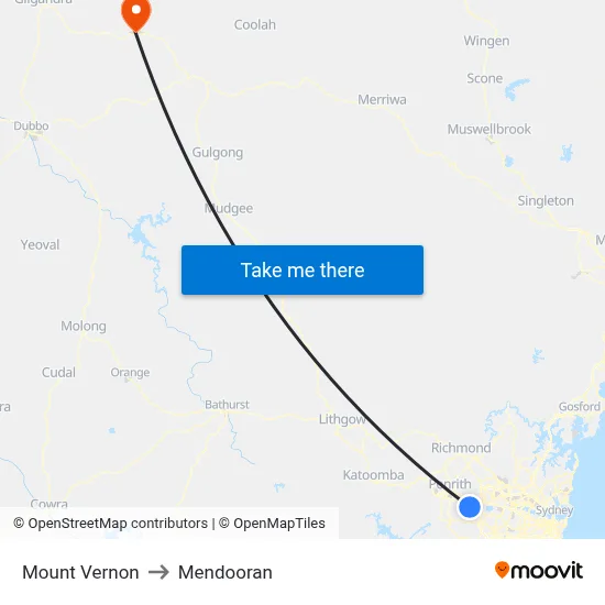 Mount Vernon to Mendooran map