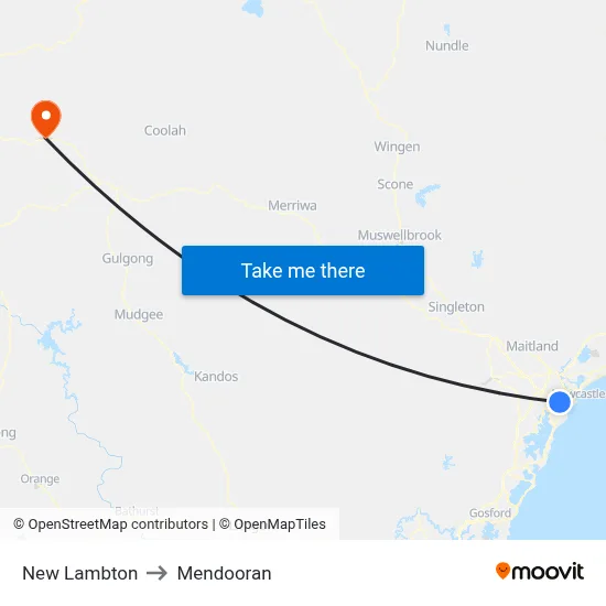 New Lambton to Mendooran map