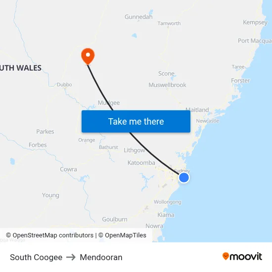 South Coogee to Mendooran map