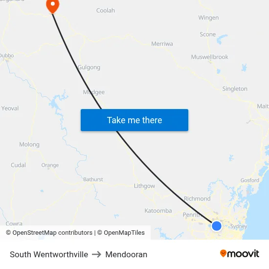 South Wentworthville to Mendooran map