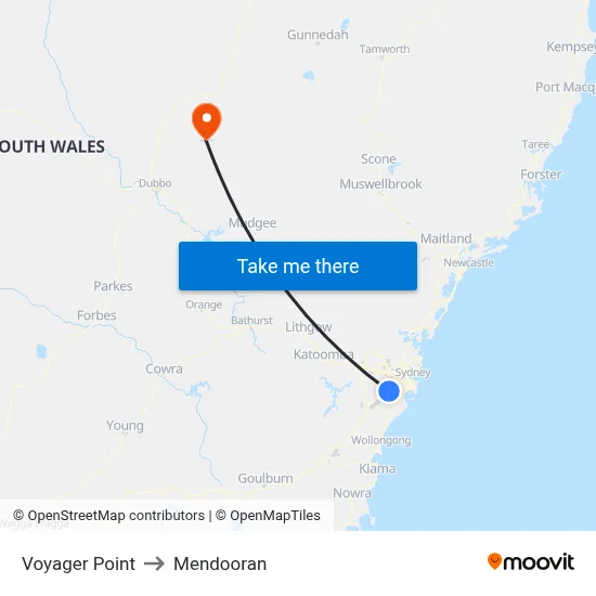 Voyager Point to Mendooran map