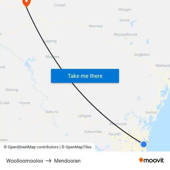 Woolloomooloo to Mendooran map