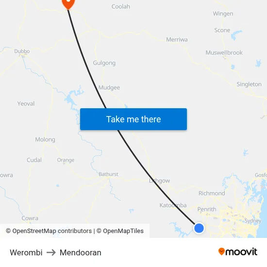 Werombi to Mendooran map