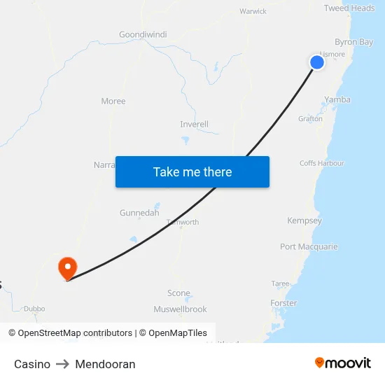 Casino to Mendooran map
