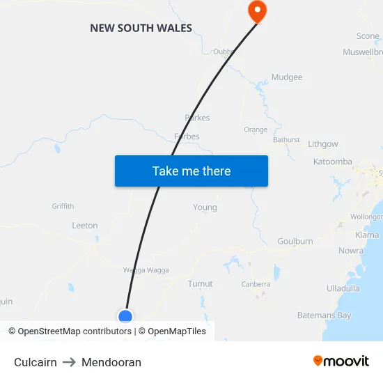 Culcairn to Mendooran map