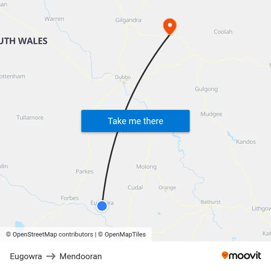 Eugowra to Mendooran map