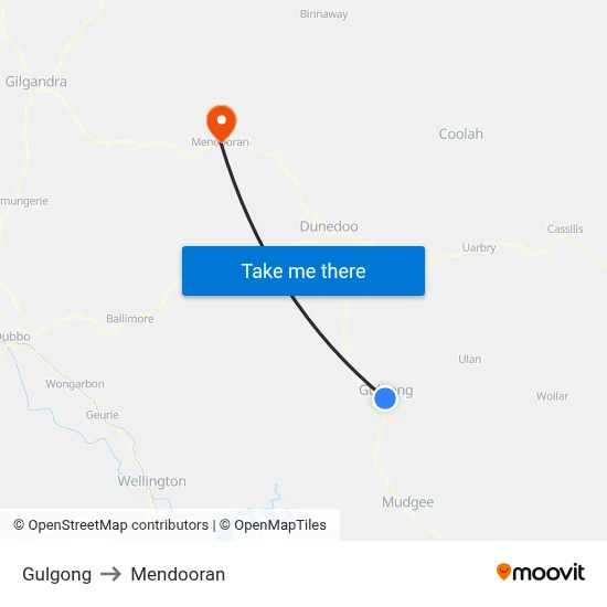 Gulgong to Mendooran map