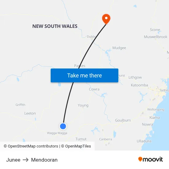 Junee to Mendooran map