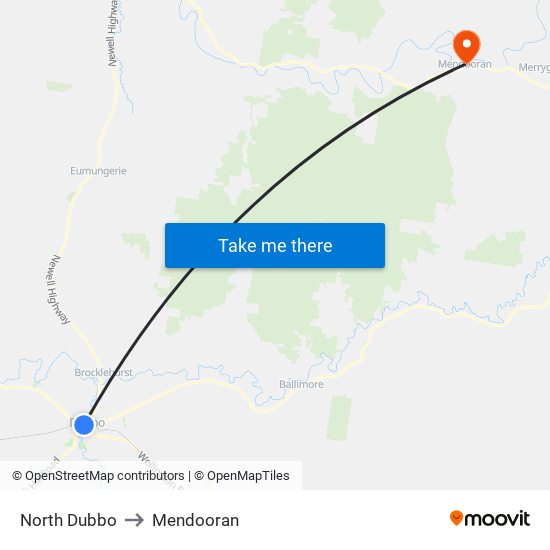 North Dubbo to Mendooran map