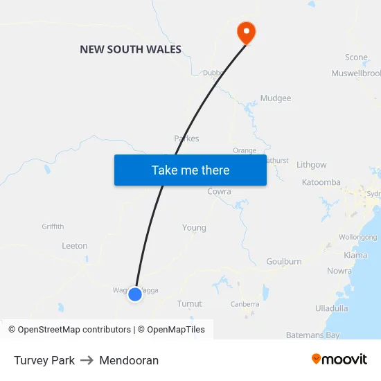 Turvey Park to Mendooran map