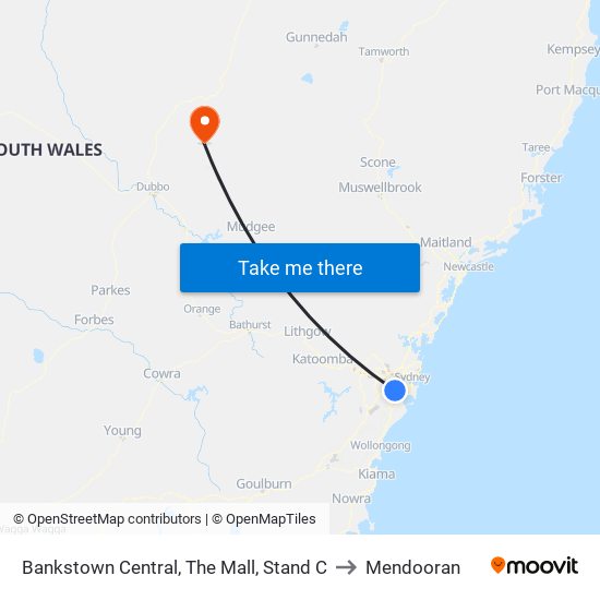 Bankstown Central, The Mall, Stand C to Mendooran map