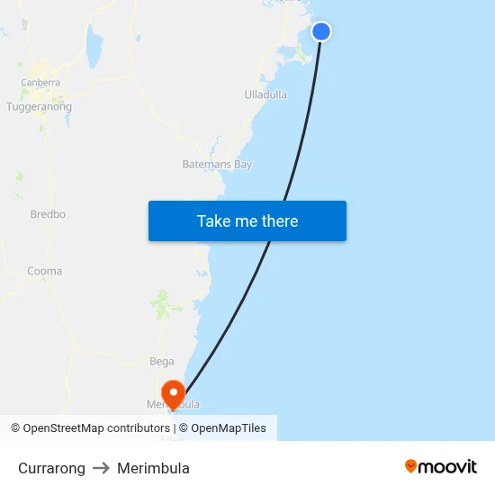 Currarong to Merimbula map