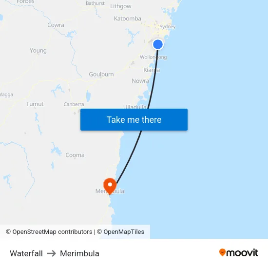 Waterfall to Merimbula map