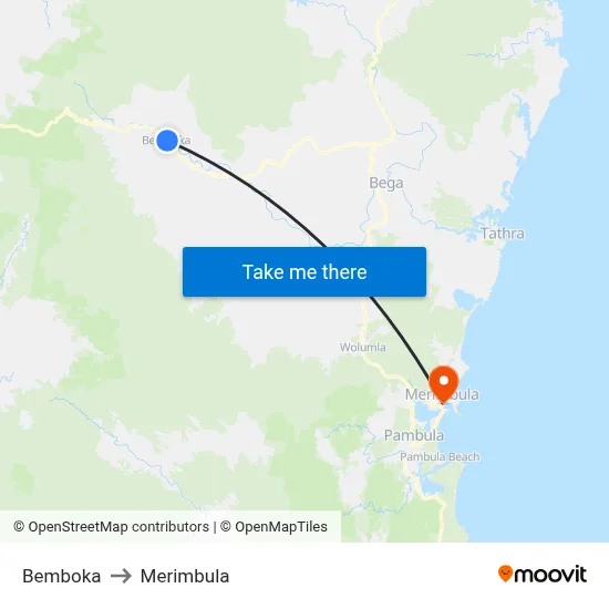 Bemboka to Merimbula map