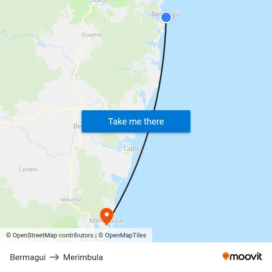Bermagui to Merimbula map