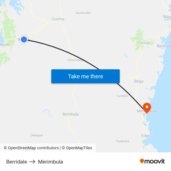 Berridale to Merimbula map