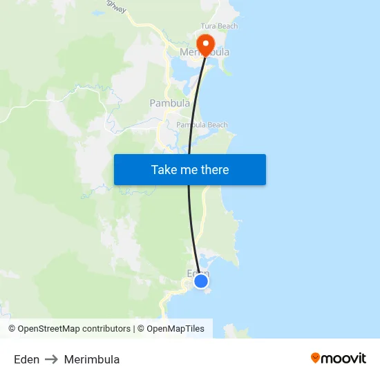 Eden to Merimbula map