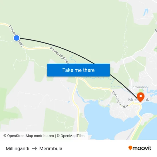 Millingandi to Merimbula map