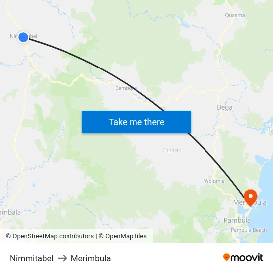Nimmitabel to Merimbula map