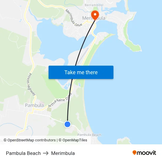Pambula Beach to Merimbula map