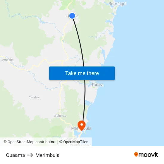 Quaama to Merimbula map