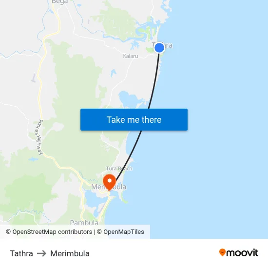 Tathra to Merimbula map