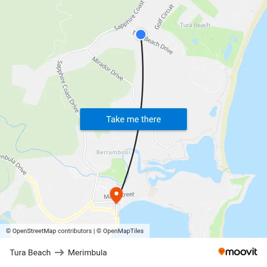 Tura Beach to Merimbula map