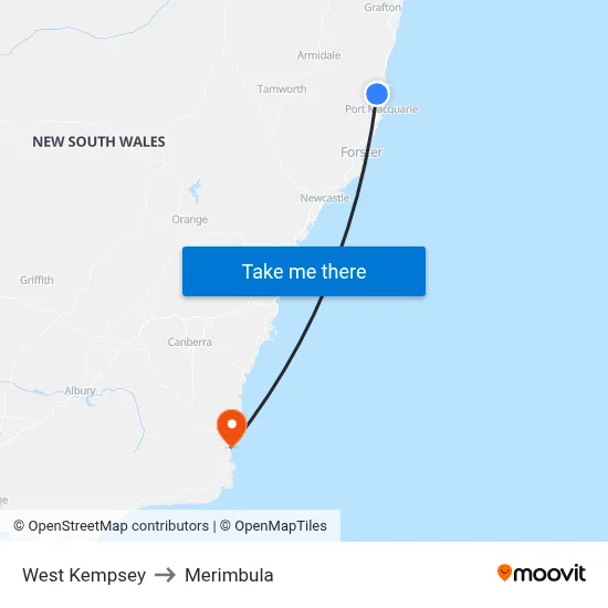West Kempsey to Merimbula map